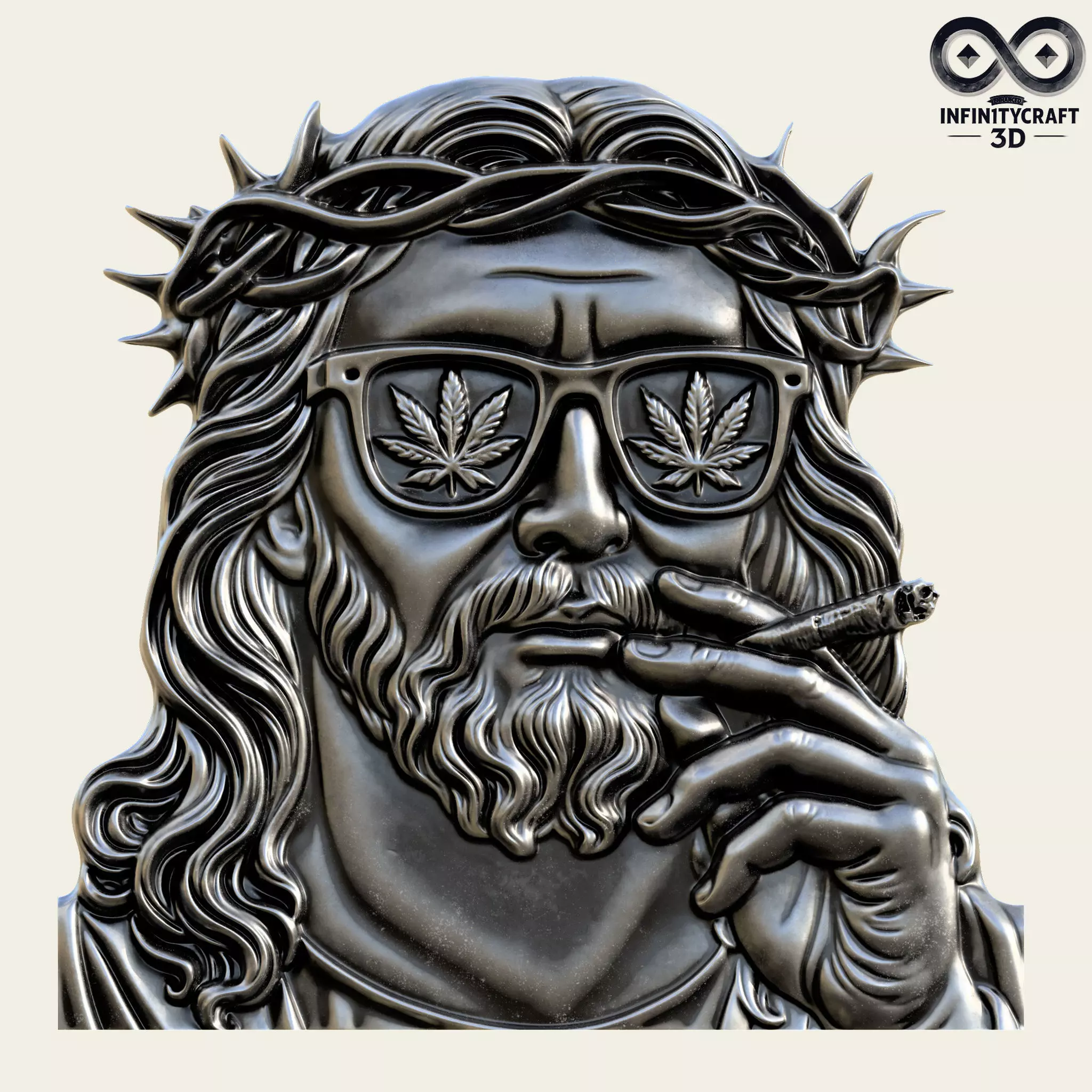 Holy Smokes Jesus Got High 3D Funny Wall Relief 3D print model