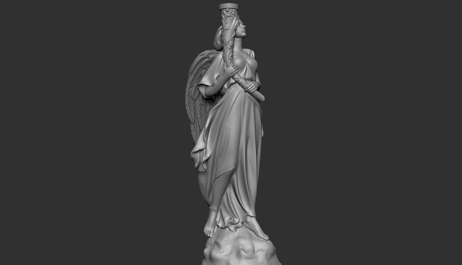  High-Detail 3D Model of a Classical Angel Statue 3D model_8