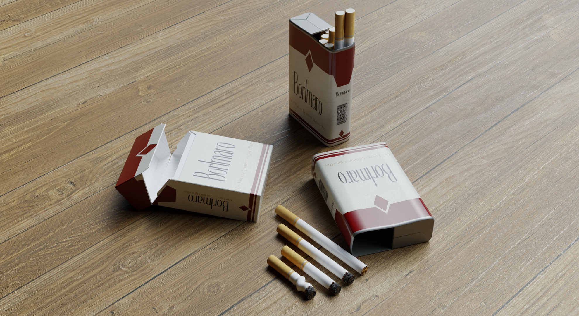 Cigarette Pack Low-poly 3D model_4