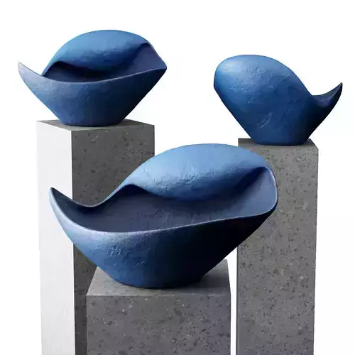 Blue shell vase ceramic Low-poly 3D model