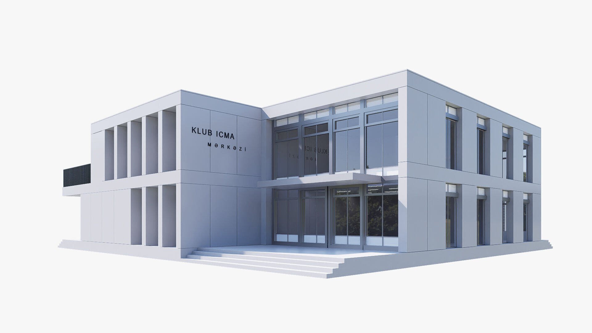 art building gallery Low-poly 3D model_5
