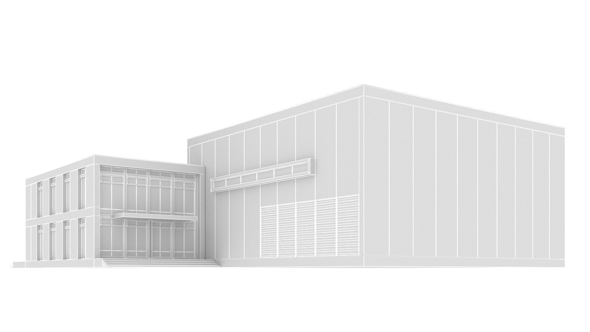 art building gallery Low-poly 3D model_17