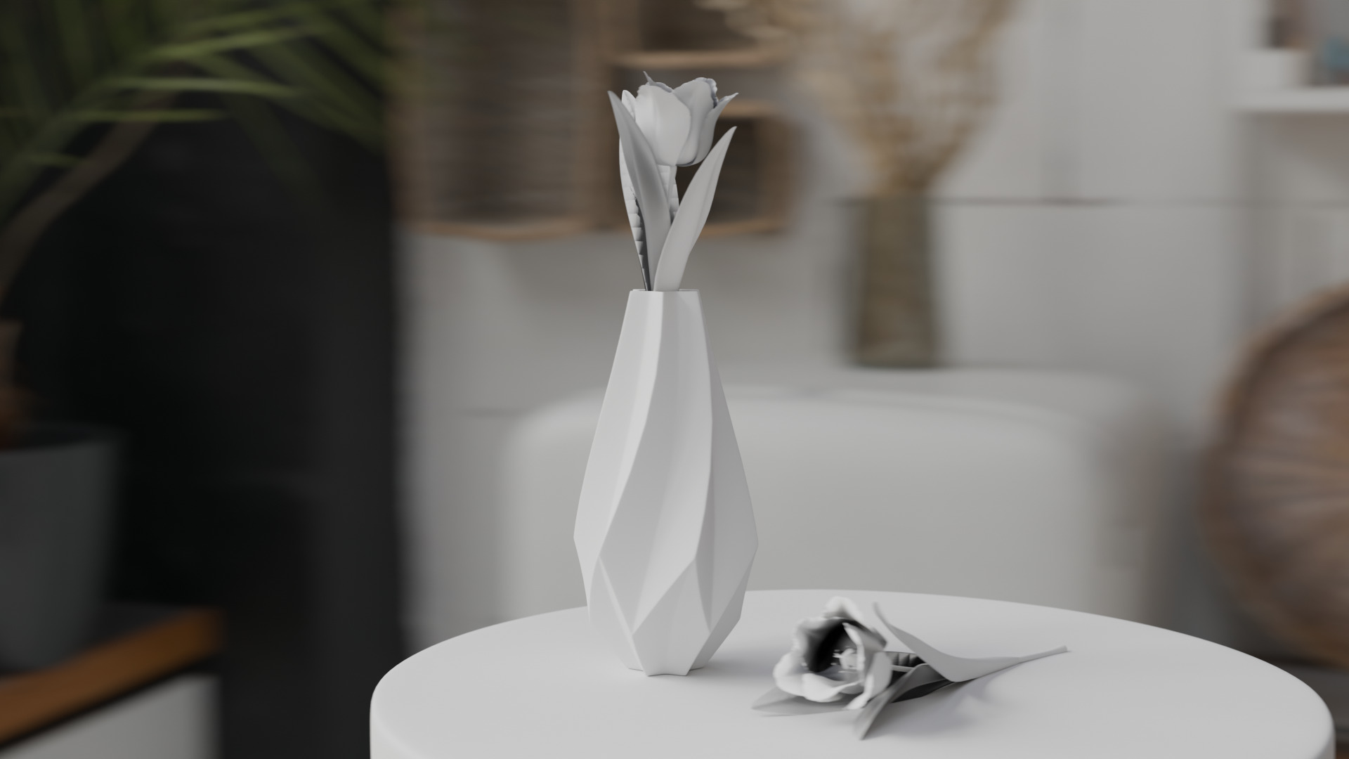 Decor of flower in a flower vase Low-poly 3D model_2