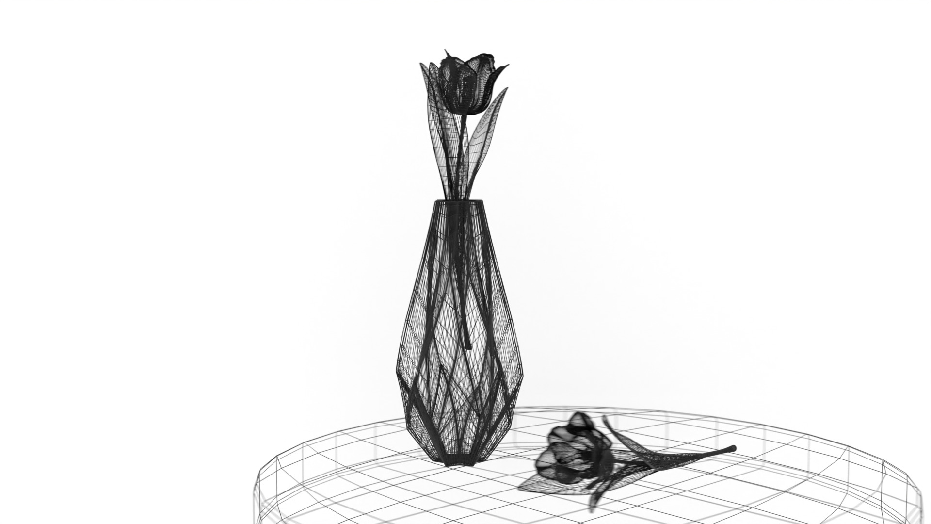 Decor of flower in a flower vase Low-poly 3D model_3