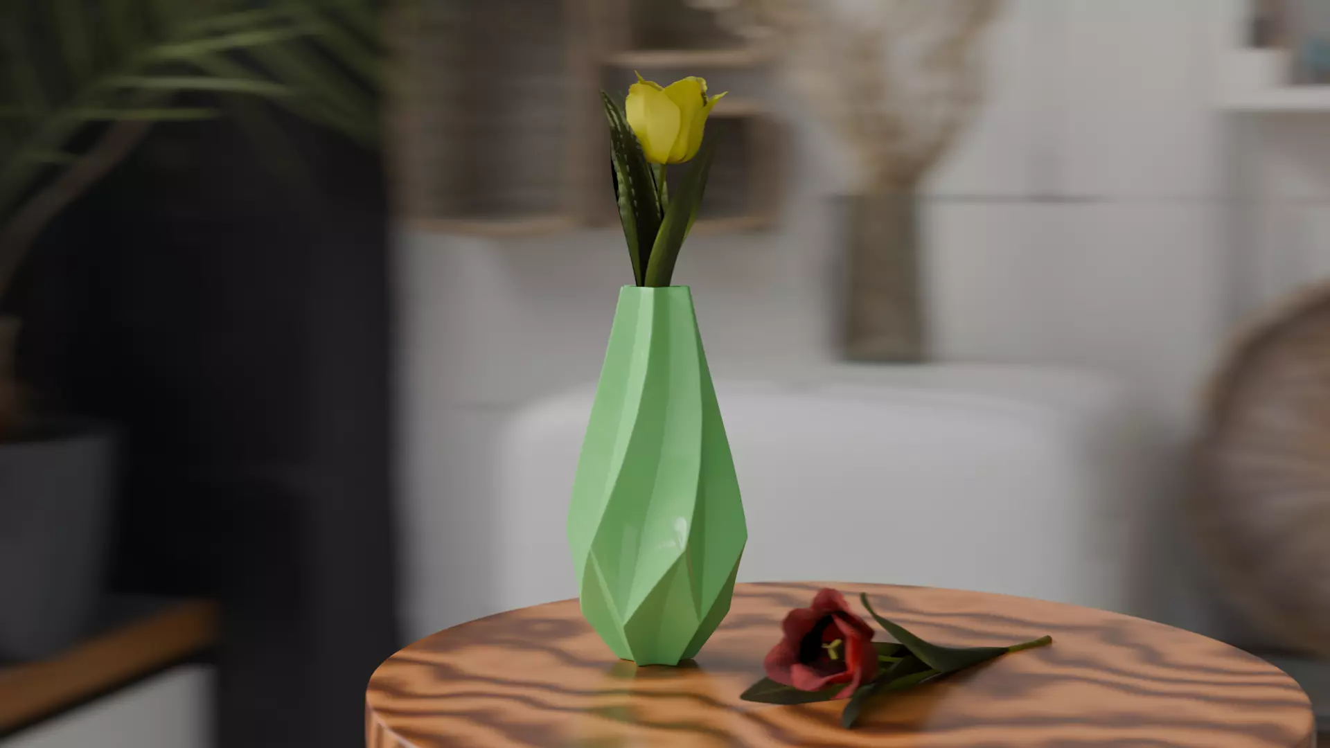 Decor of flower in a flower vase Low-poly 3D model_0