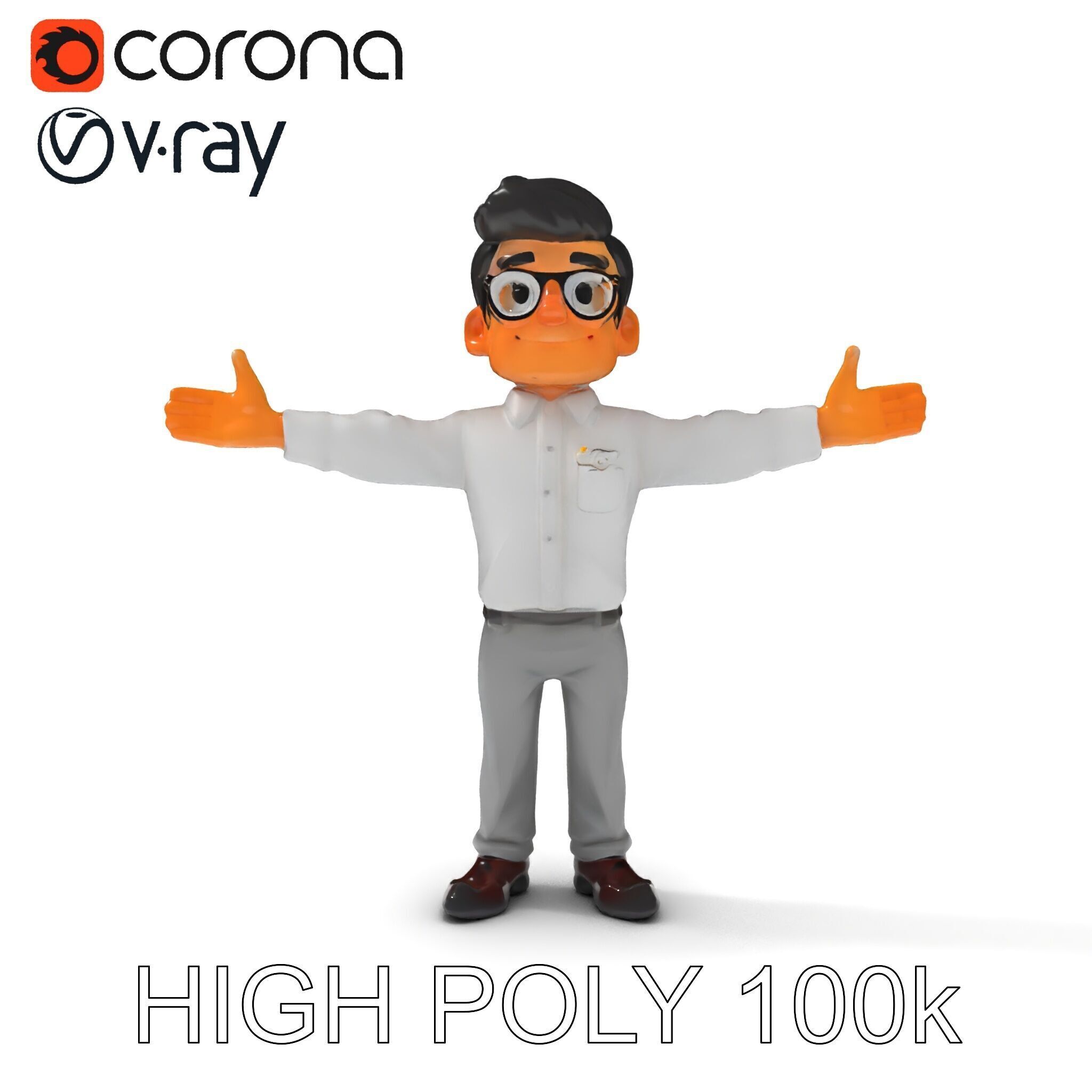 Business Character Model Pack with Multiple Level of Detail Low-poly 3D model_34