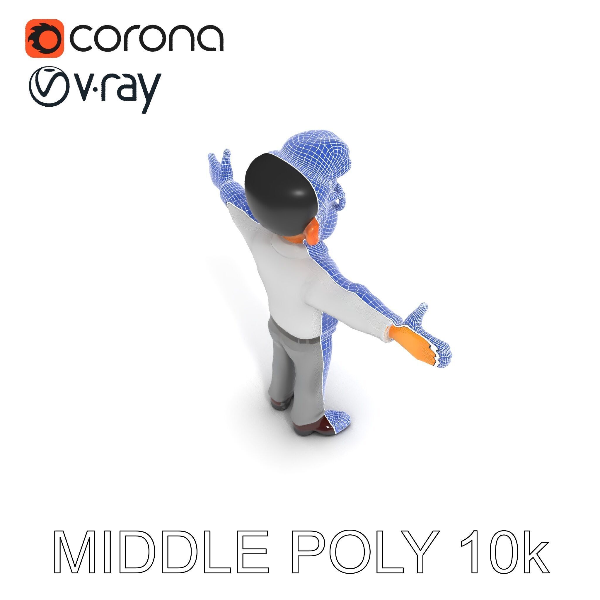 Business Character Model Pack with Multiple Level of Detail Low-poly 3D model_30