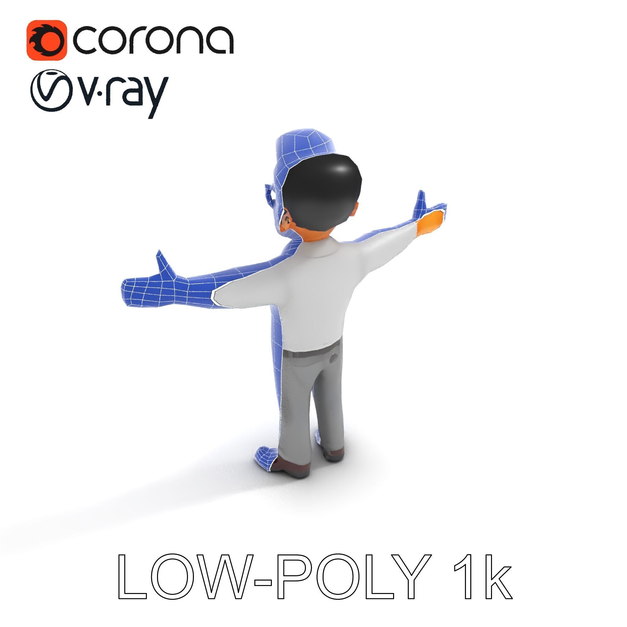 Business Character Model Pack with Multiple Level of Detail Low-poly 3D model_25