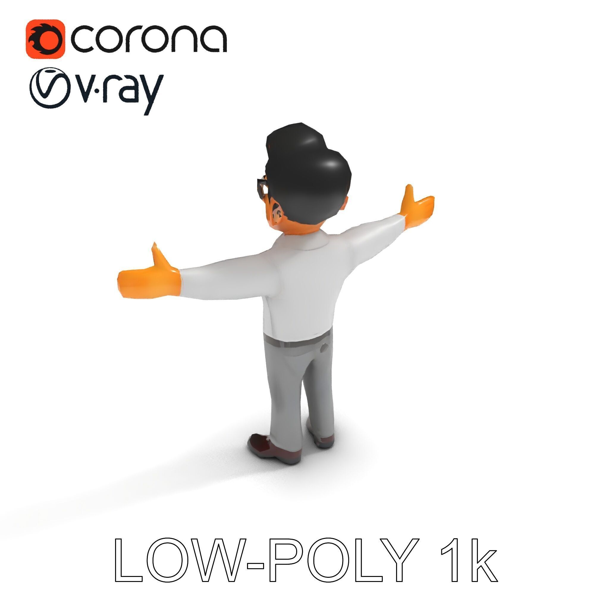 Business Character Model Pack with Multiple Level of Detail Low-poly 3D model_15