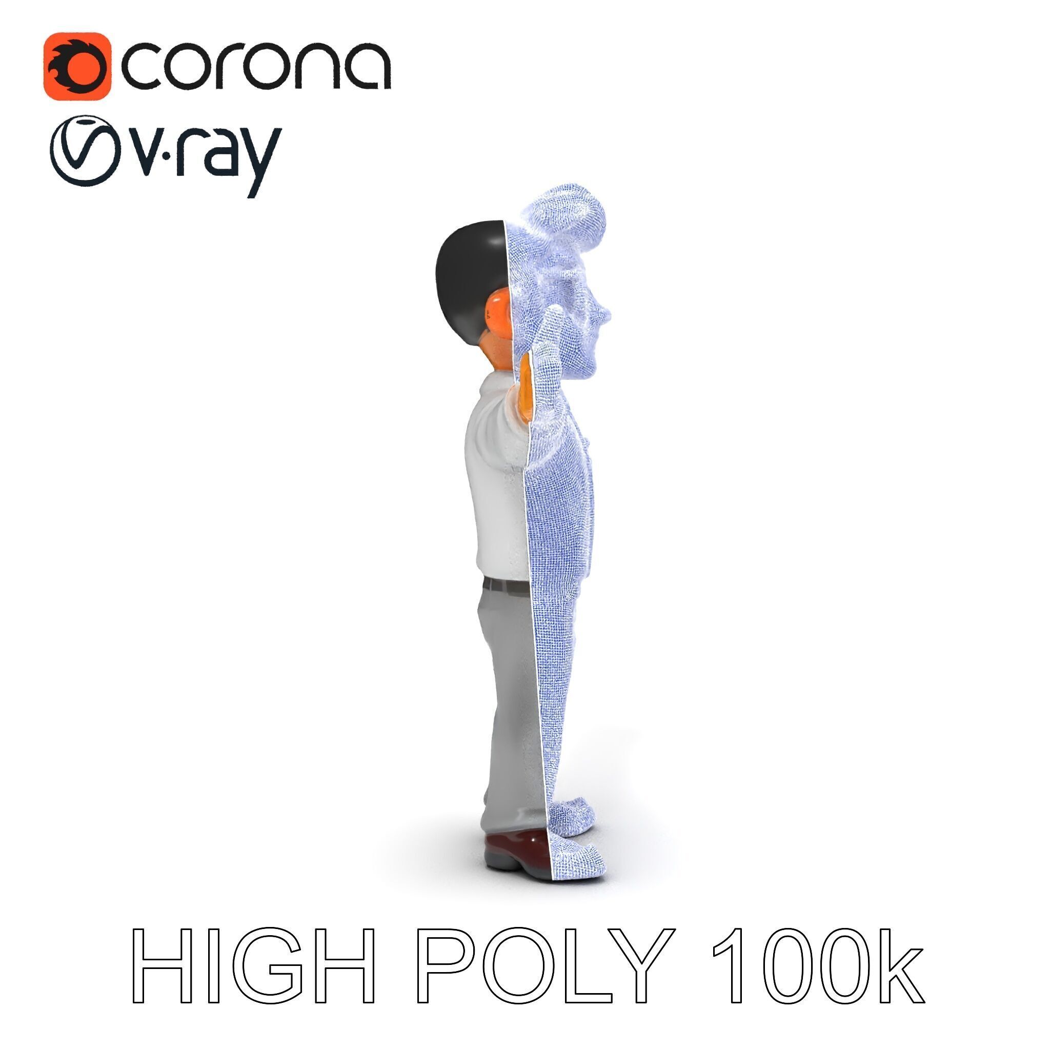 Business Character Model Pack with Multiple Level of Detail Low-poly 3D model_26