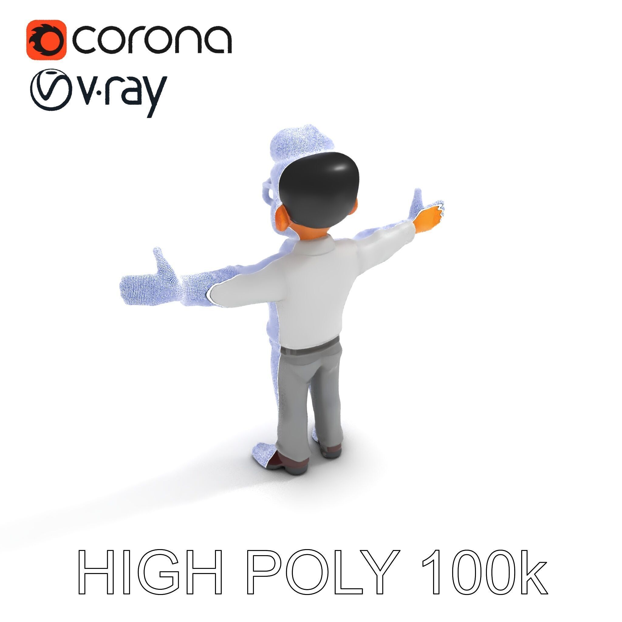 Business Character Model Pack with Multiple Level of Detail Low-poly 3D model_18