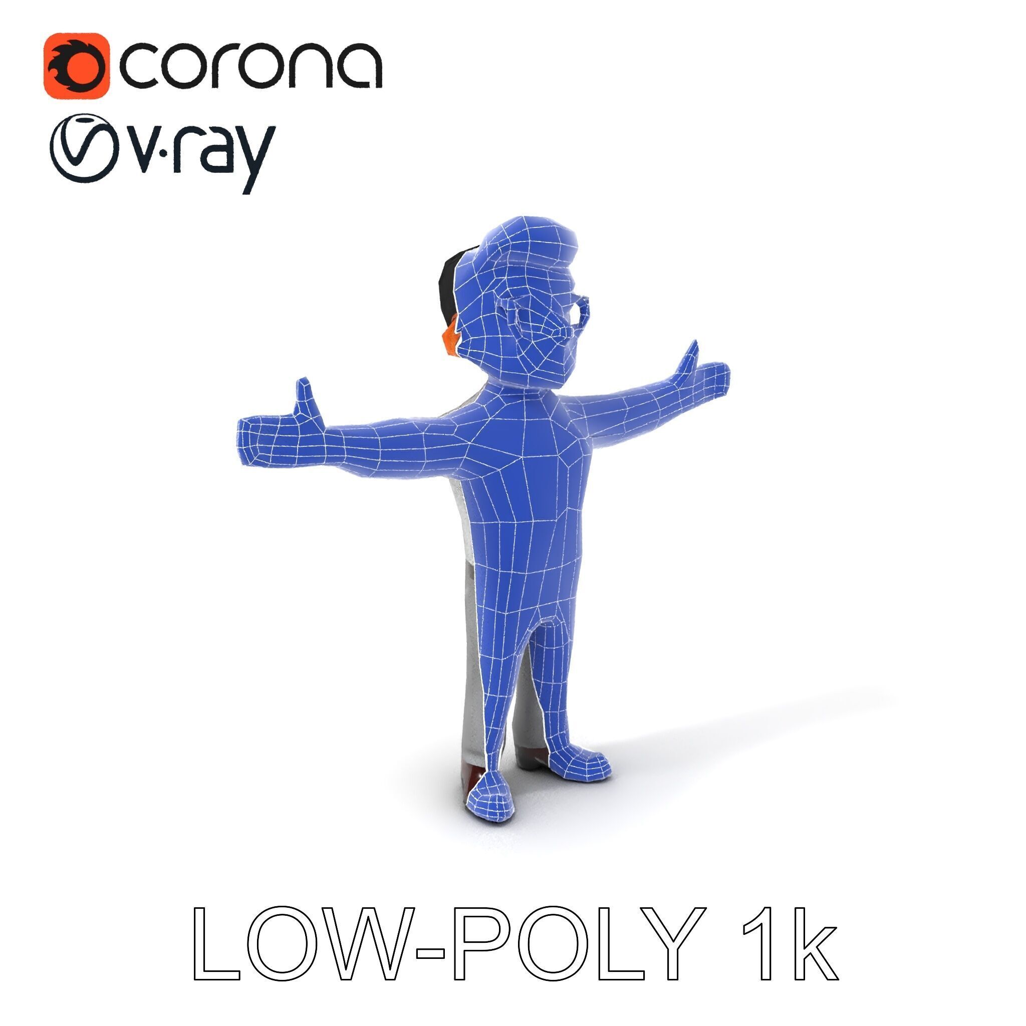 Business Character Model Pack with Multiple Level of Detail Low-poly 3D model_31