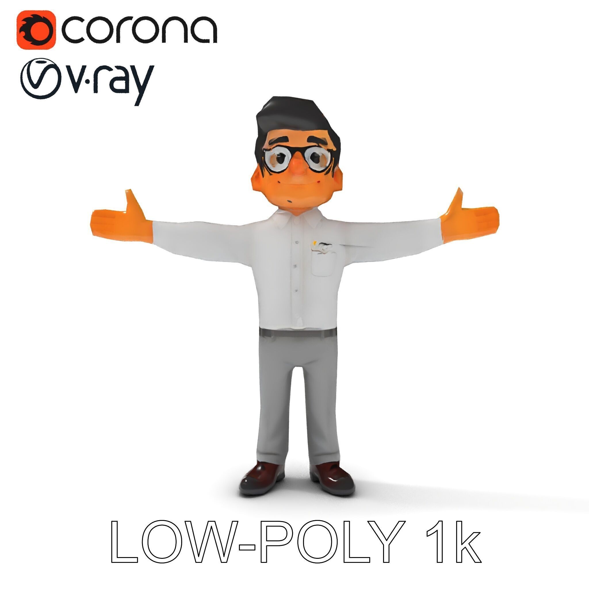 Business Character Model Pack with Multiple Level of Detail Low-poly 3D model_28
