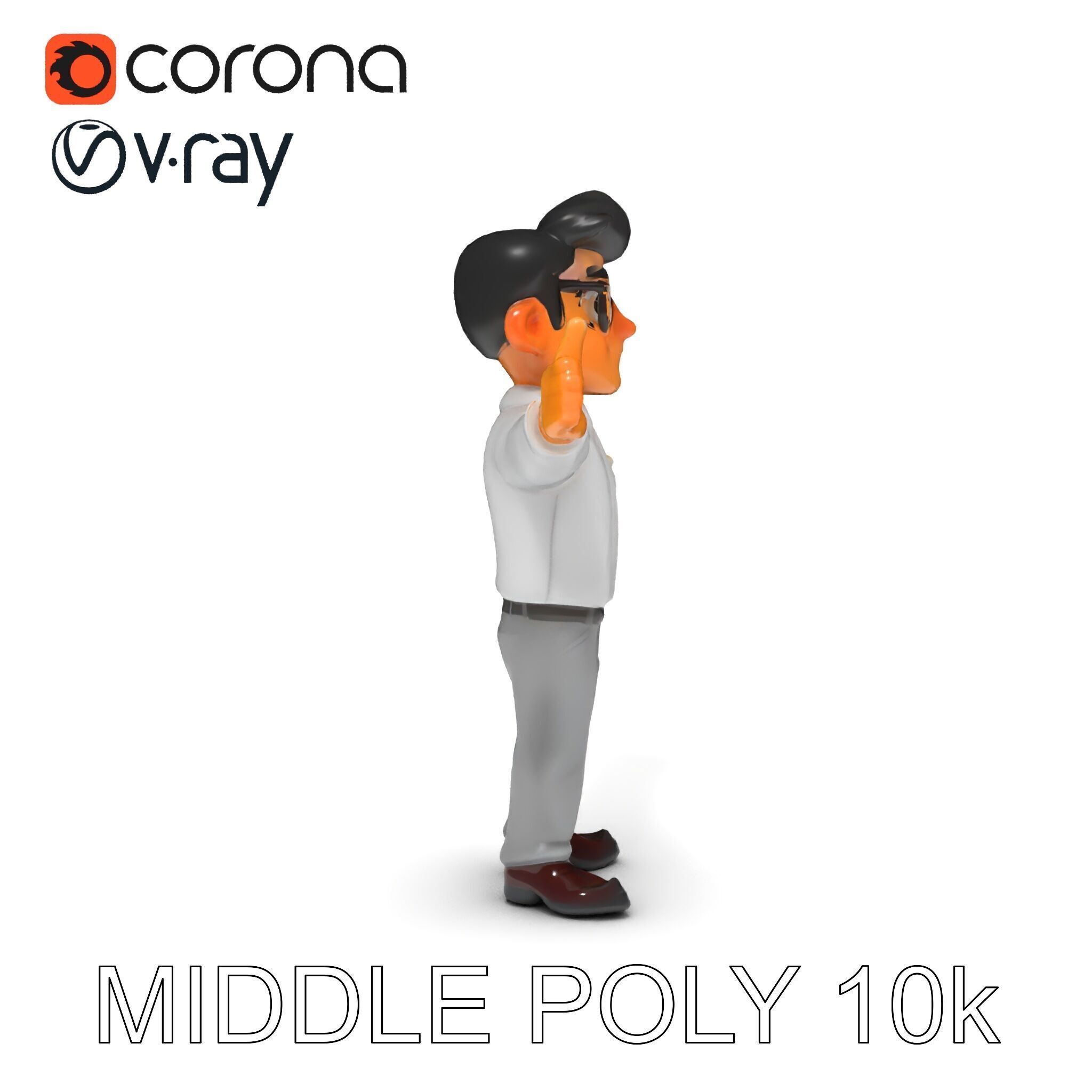 Business Character Model Pack with Multiple Level of Detail Low-poly 3D model_27