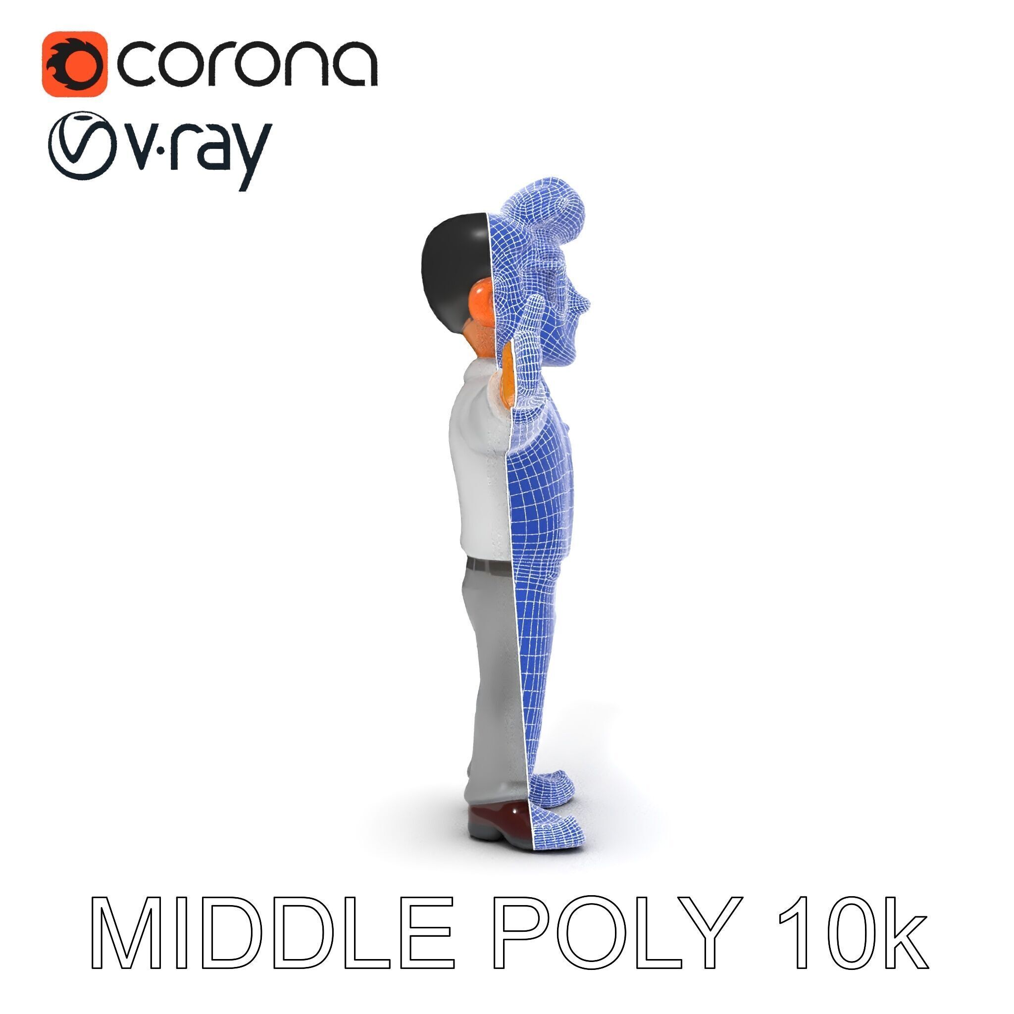 Business Character Model Pack with Multiple Level of Detail Low-poly 3D model_32