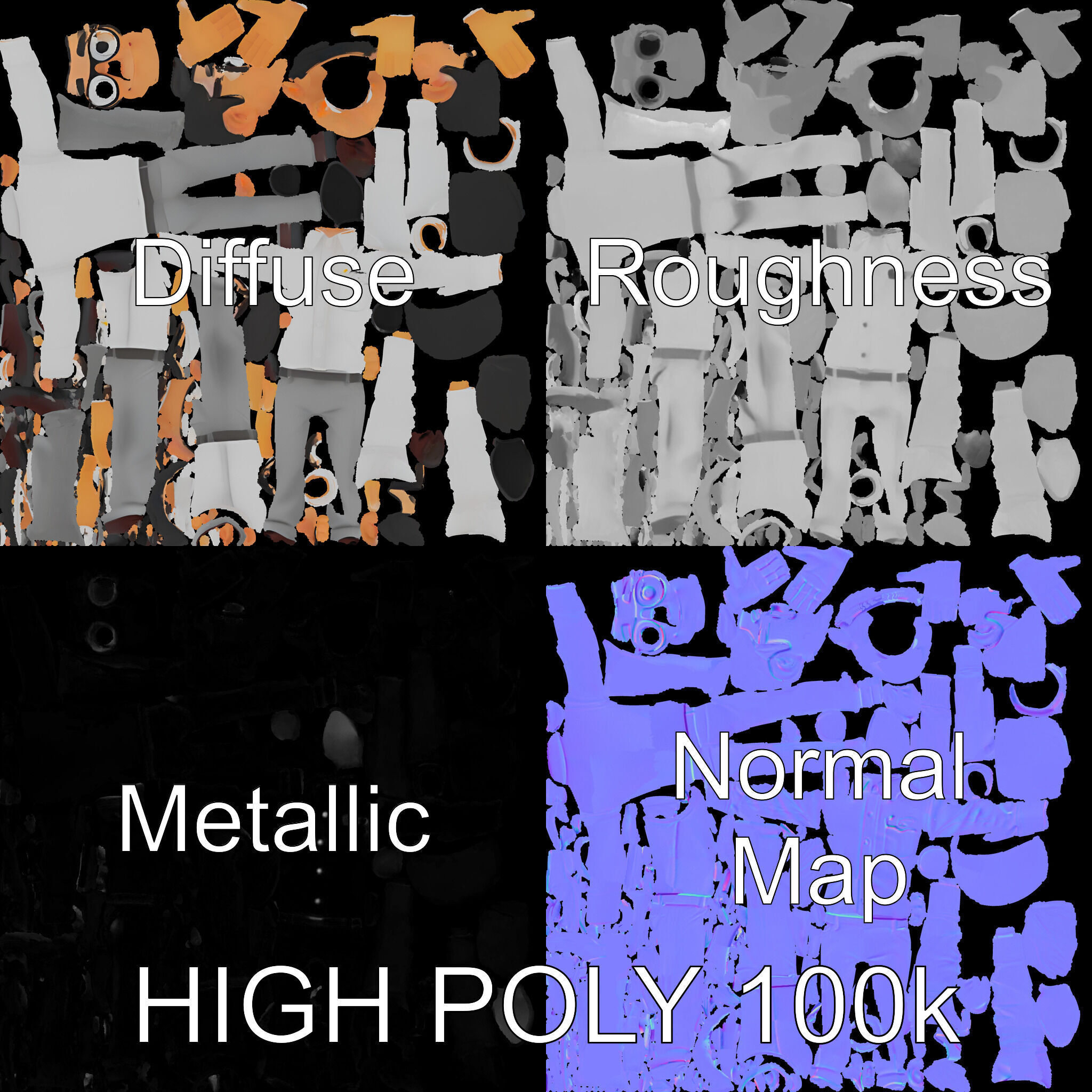 Business Character Model Pack with Multiple Level of Detail Low-poly 3D model_2