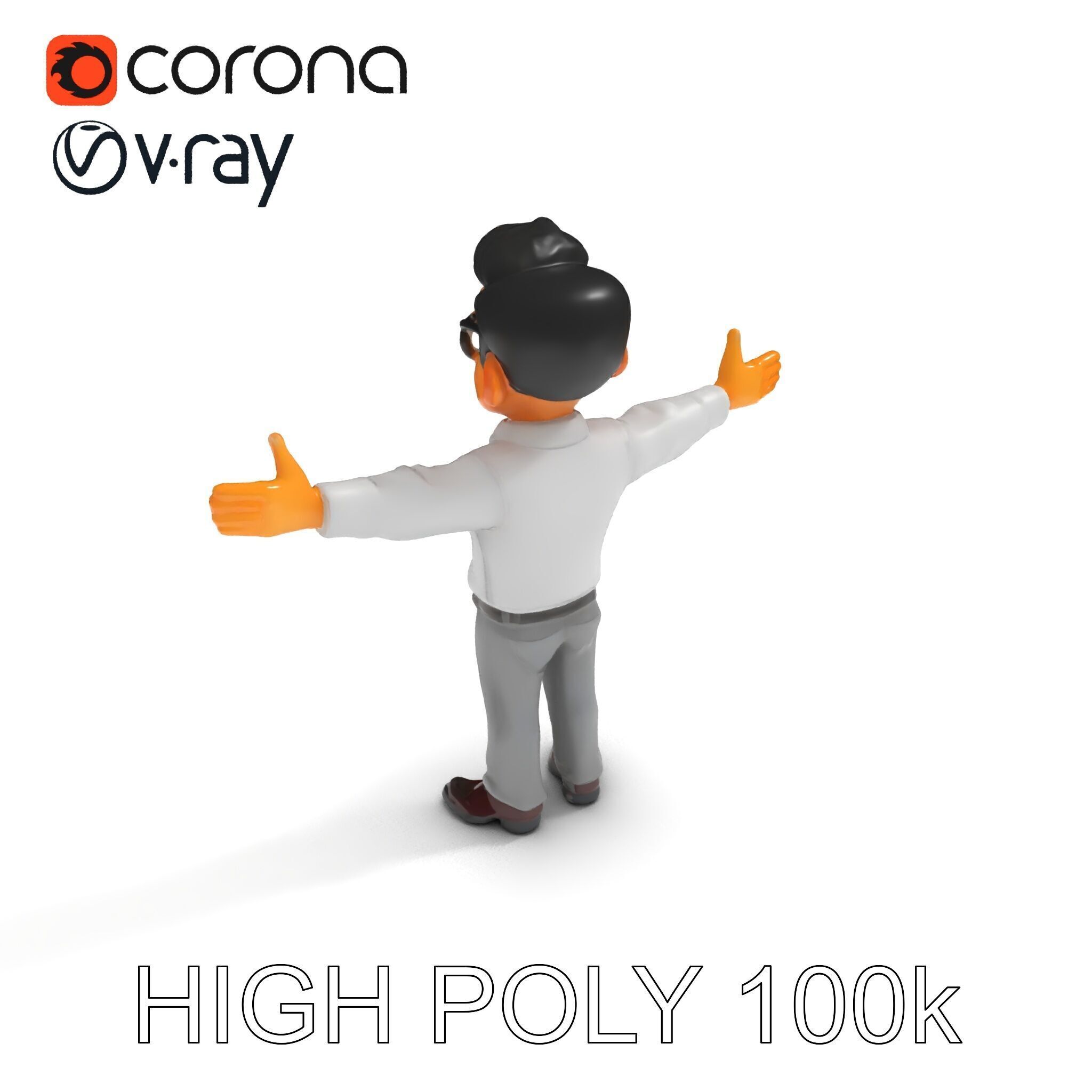 Business Character Model Pack with Multiple Level of Detail Low-poly 3D model_13