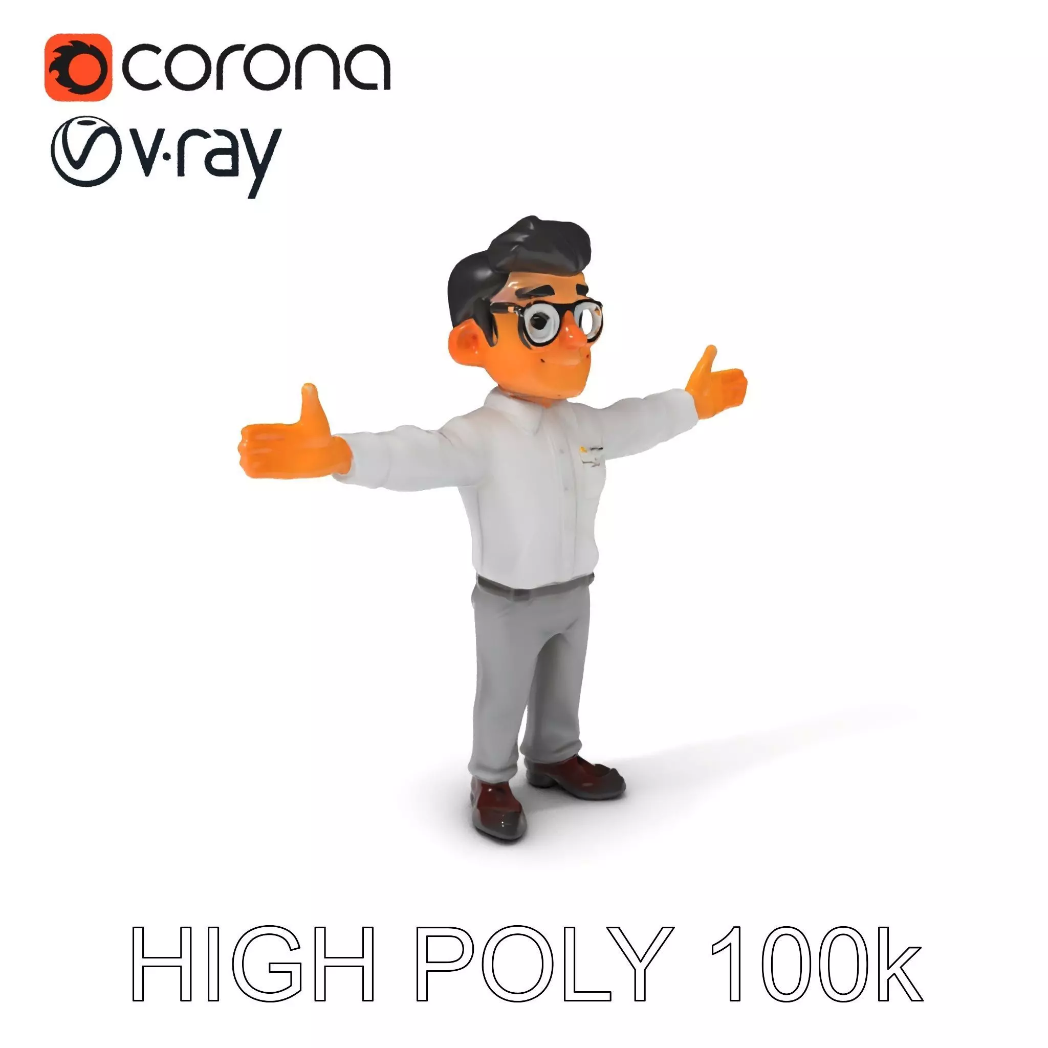 Business Character Model Pack with Multiple Level of Detail Low-poly 3D model_0