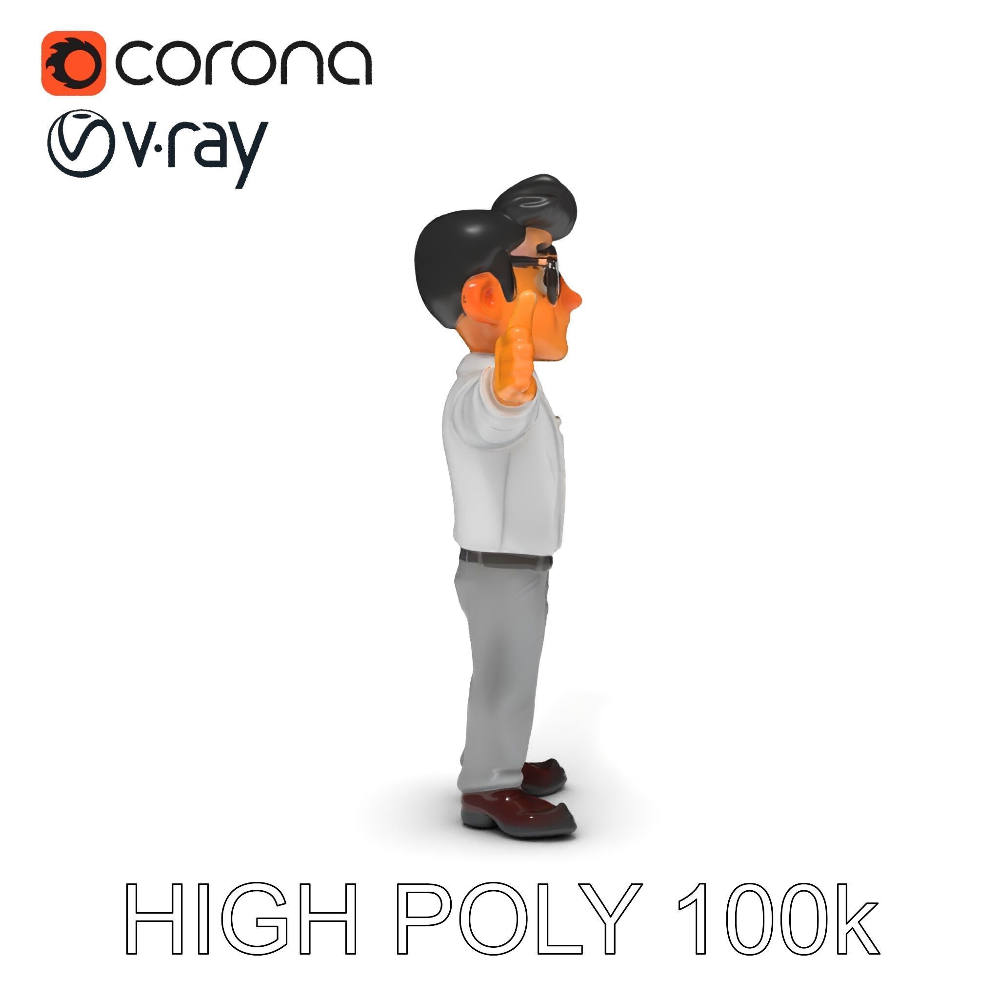 Business Character Model Pack with Multiple Level of Detail Low-poly 3D model_23