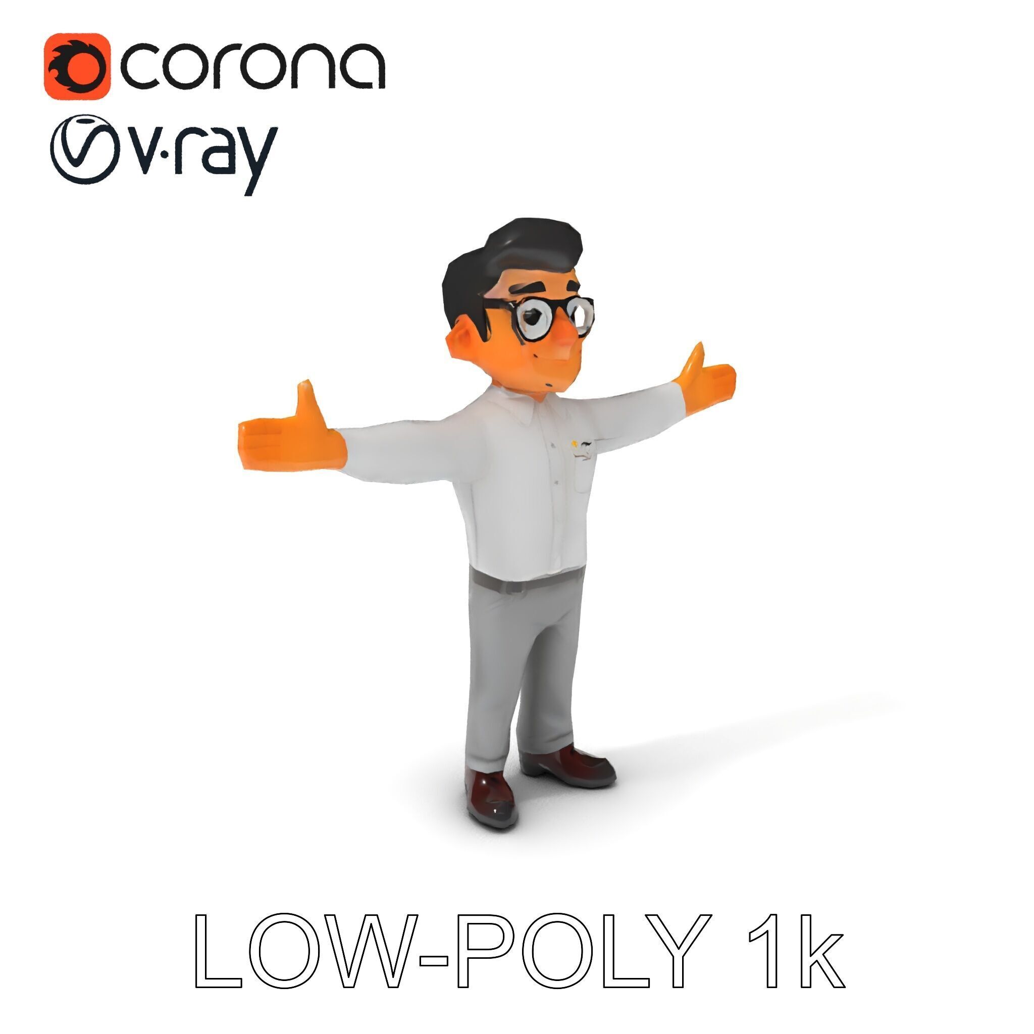 Business Character Model Pack with Multiple Level of Detail Low-poly 3D model_33