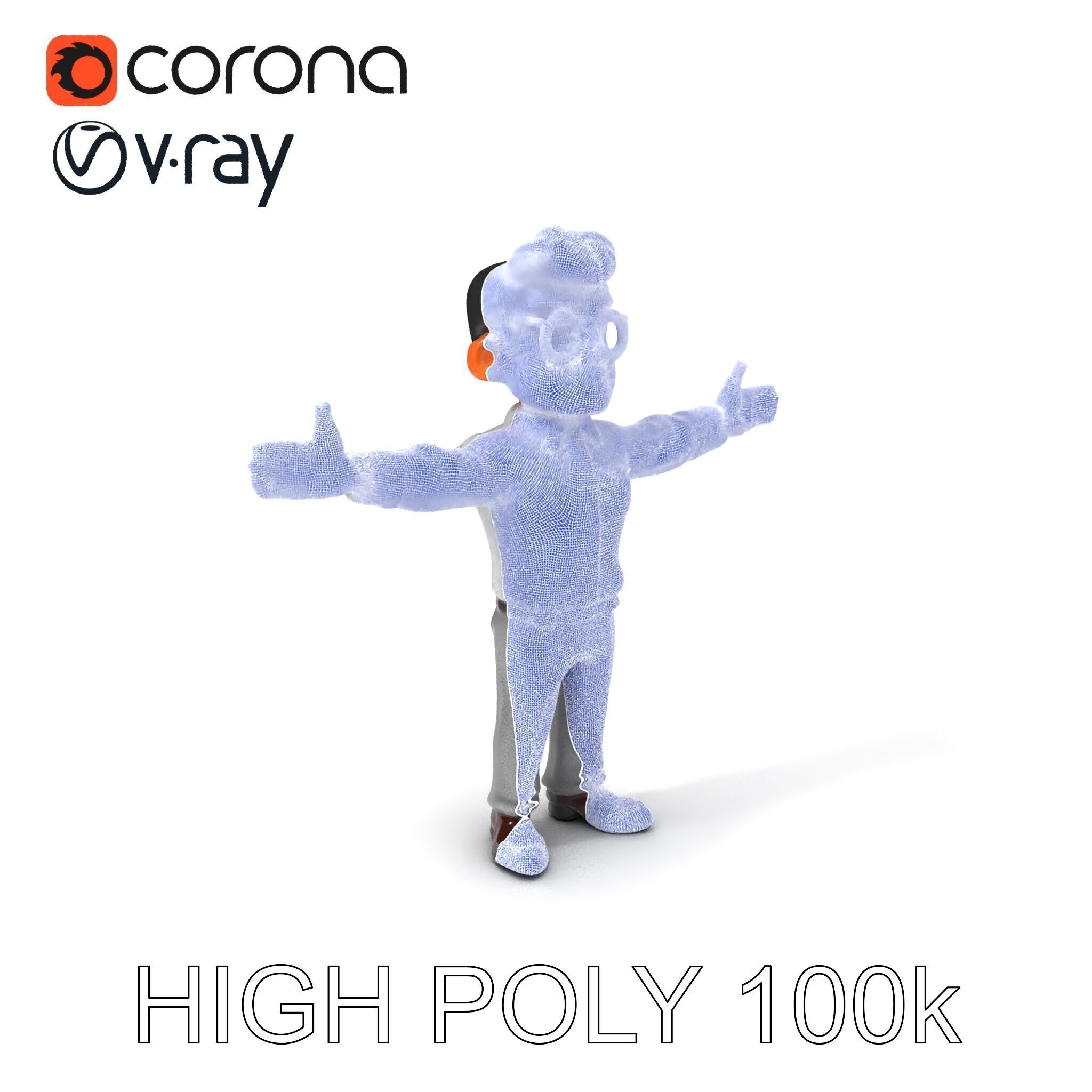 Business Character Model Pack with Multiple Level of Detail Low-poly 3D model_3