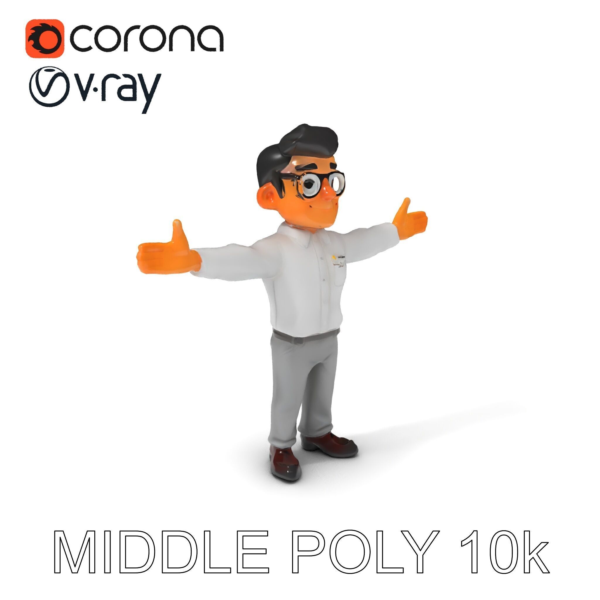 Business Character Model Pack with Multiple Level of Detail Low-poly 3D model_6