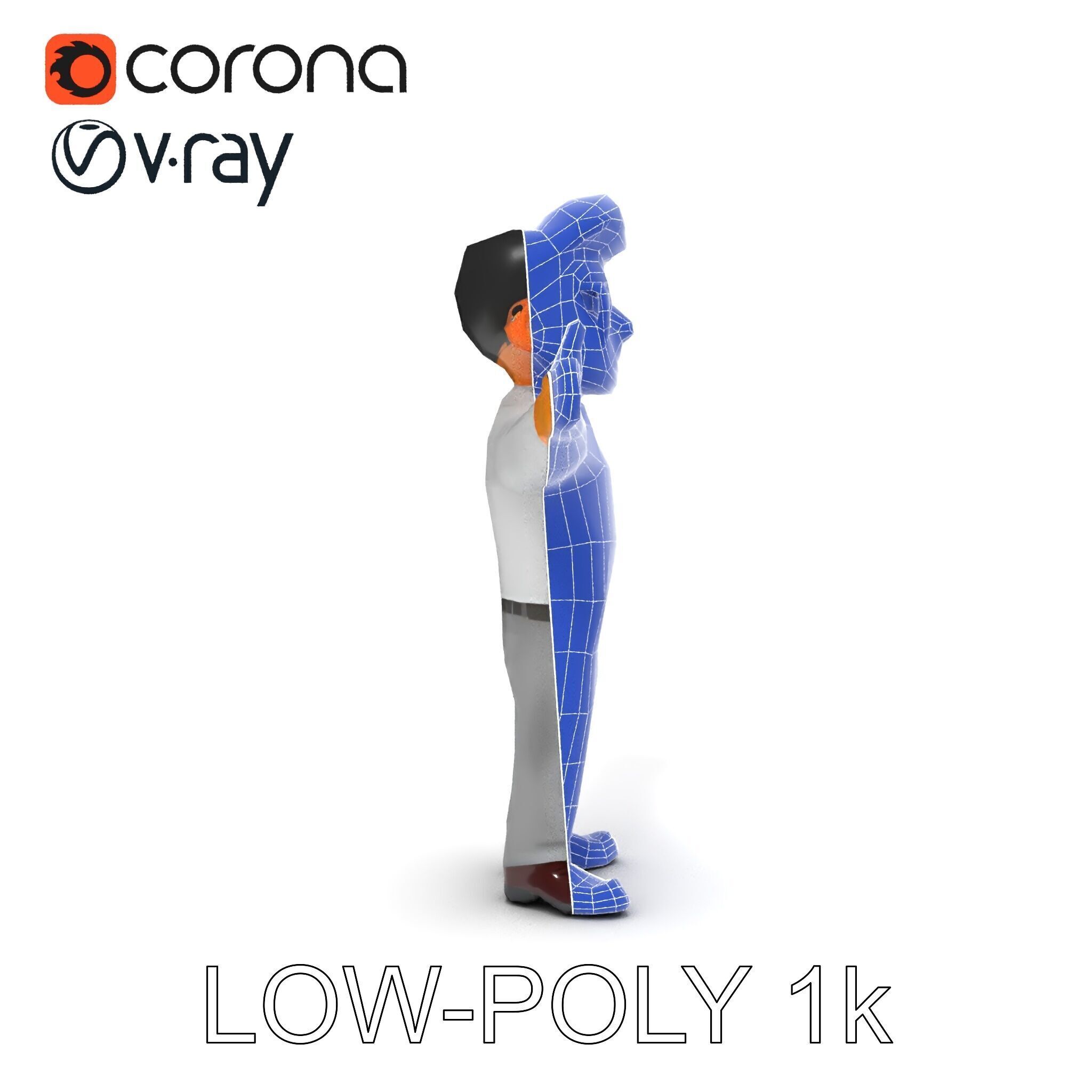Business Character Model Pack with Multiple Level of Detail Low-poly 3D model_17