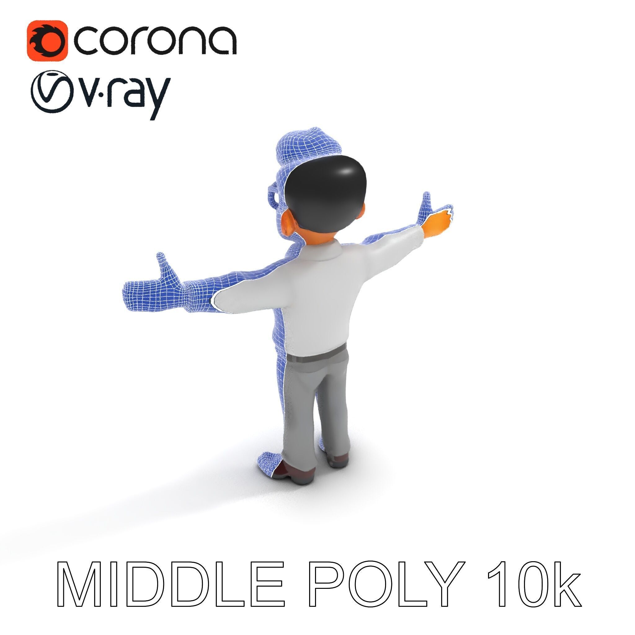 Business Character Model Pack with Multiple Level of Detail Low-poly 3D model_21