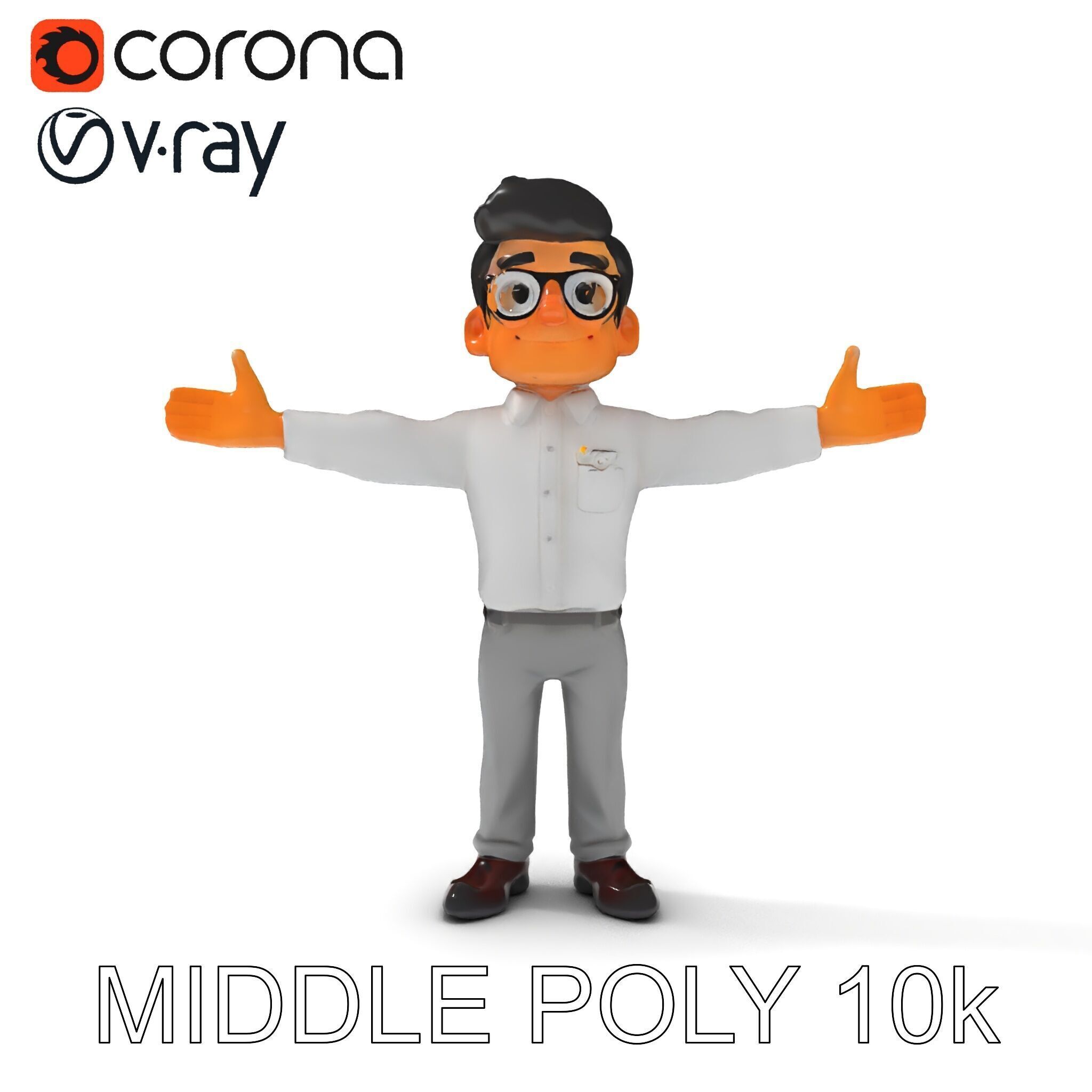 Business Character Model Pack with Multiple Level of Detail Low-poly 3D model_9