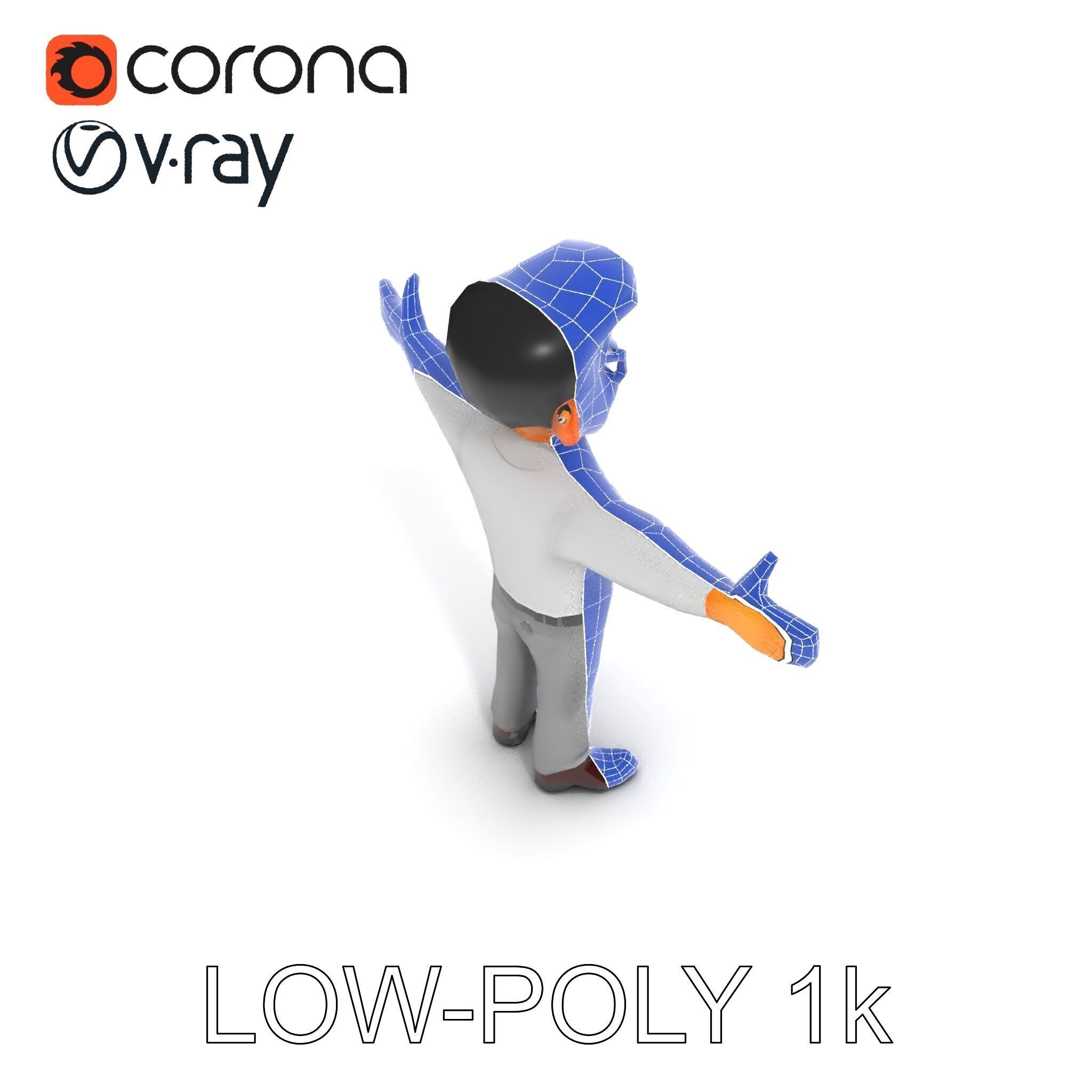 Business Character Model Pack with Multiple Level of Detail Low-poly 3D model_10