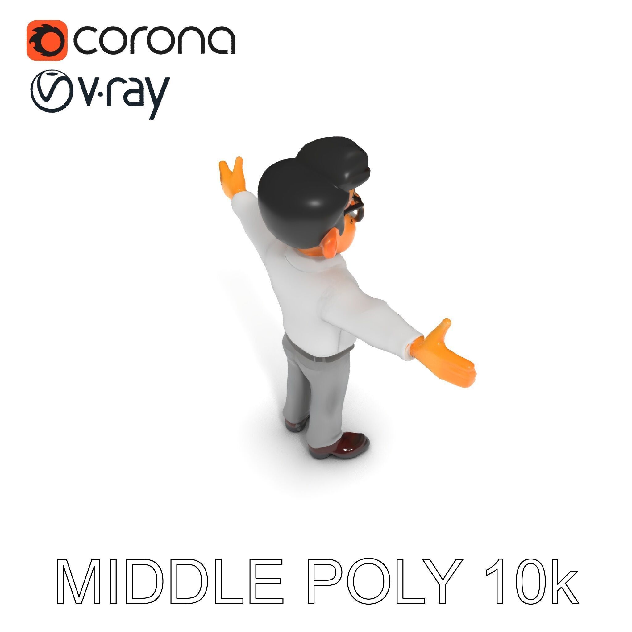 Business Character Model Pack with Multiple Level of Detail Low-poly 3D model_11