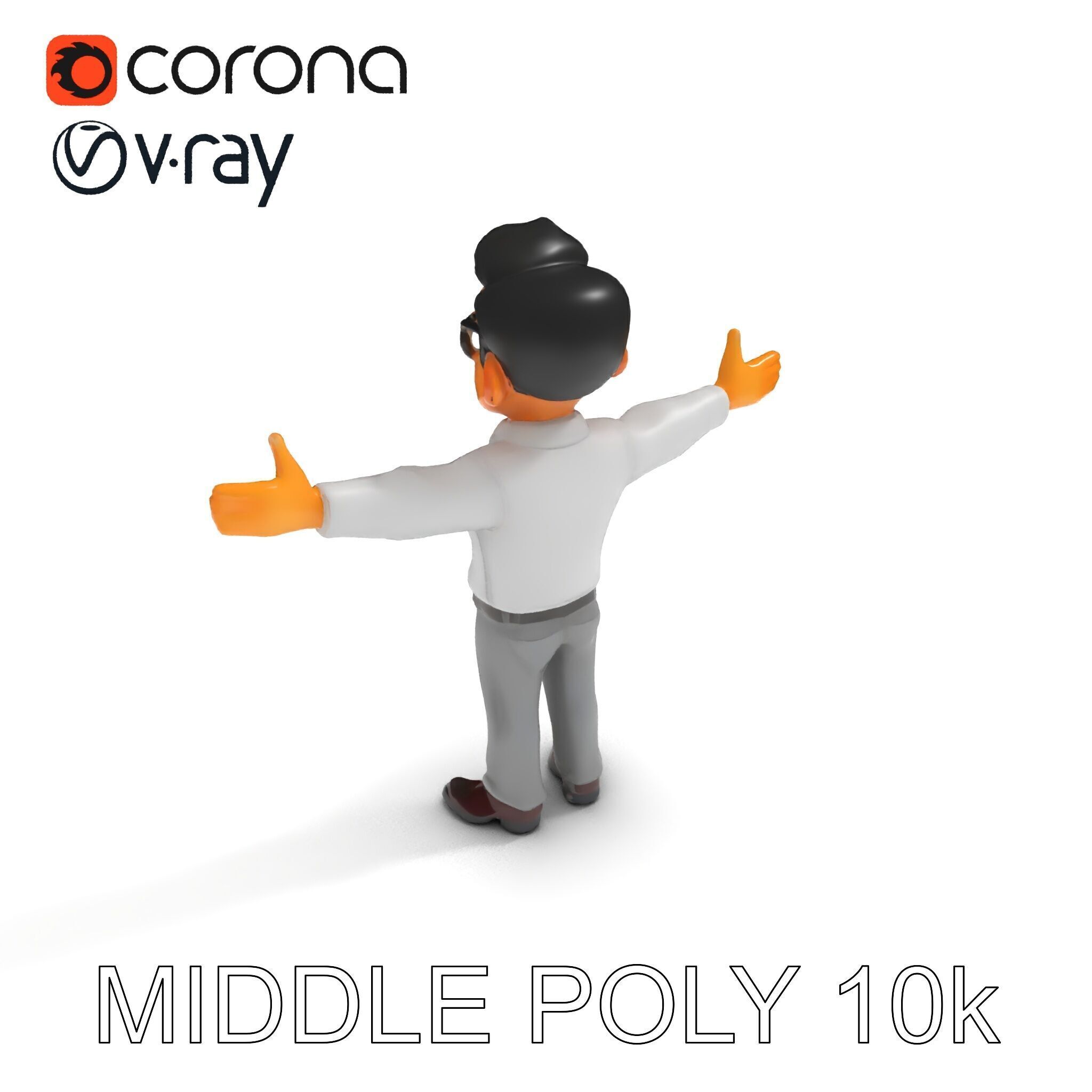 Business Character Model Pack with Multiple Level of Detail Low-poly 3D model_16