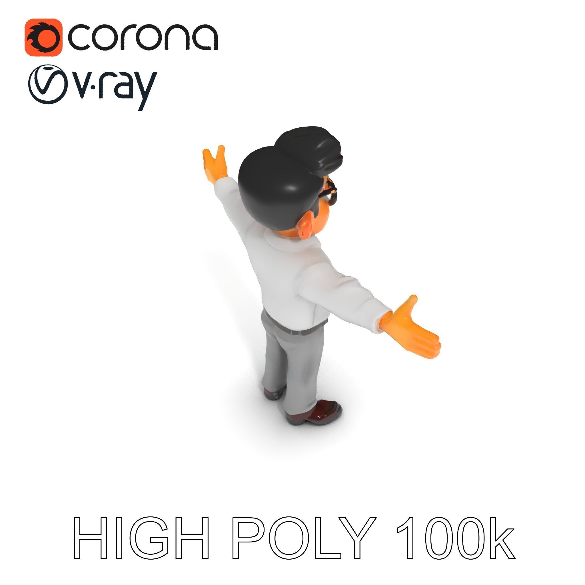 Business Character Model Pack with Multiple Level of Detail Low-poly 3D model_8