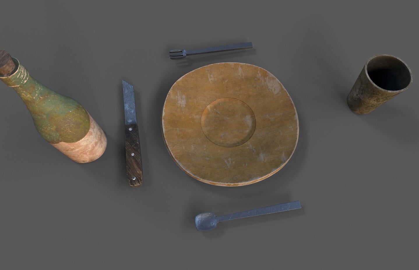 Medieval tableware Low-poly 3D model_4