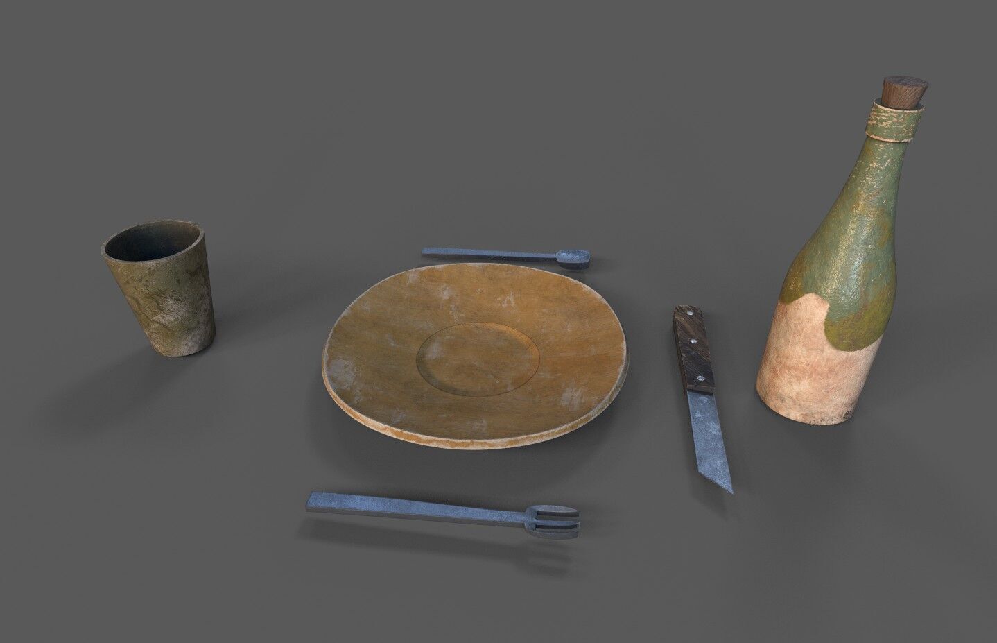 Medieval tableware Low-poly 3D model_2