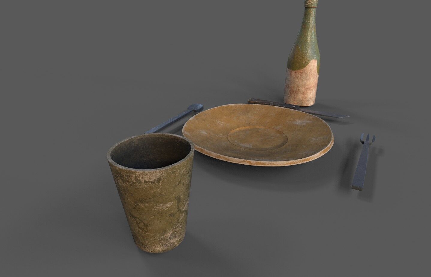 Medieval tableware Low-poly 3D model_3