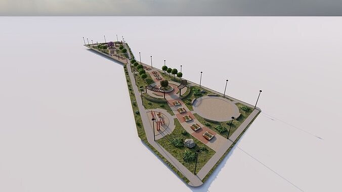 public park-Private Park Landscape 3D model 6