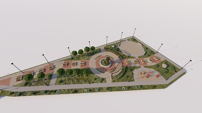 public park-Private Park Landscape 3D model 3