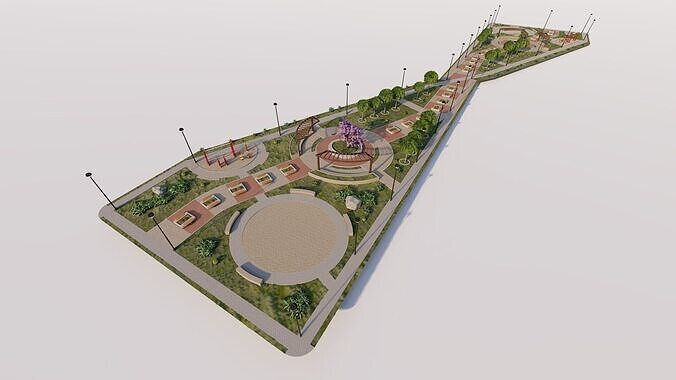 public park-Private Park Landscape 3D model 2