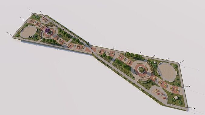 public park-Private Park Landscape 3D model 4