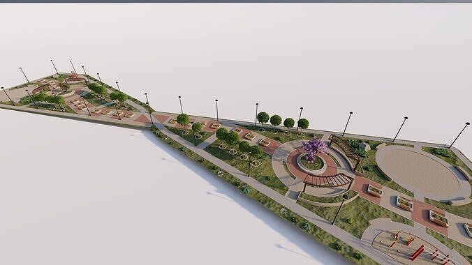 public park-Private Park Landscape 3D model 7