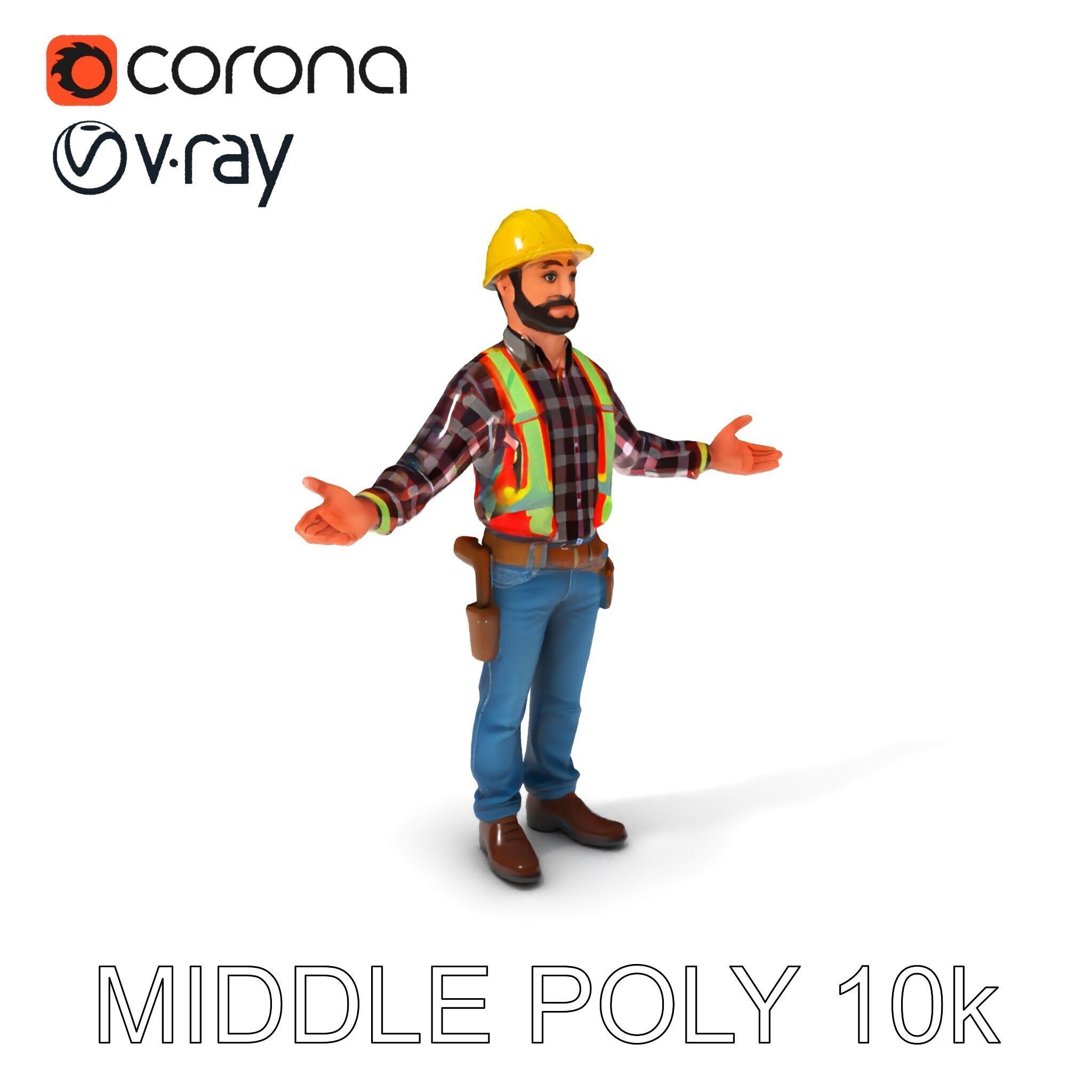 Construction Worker Character Model Pack Low-poly 3D model_14