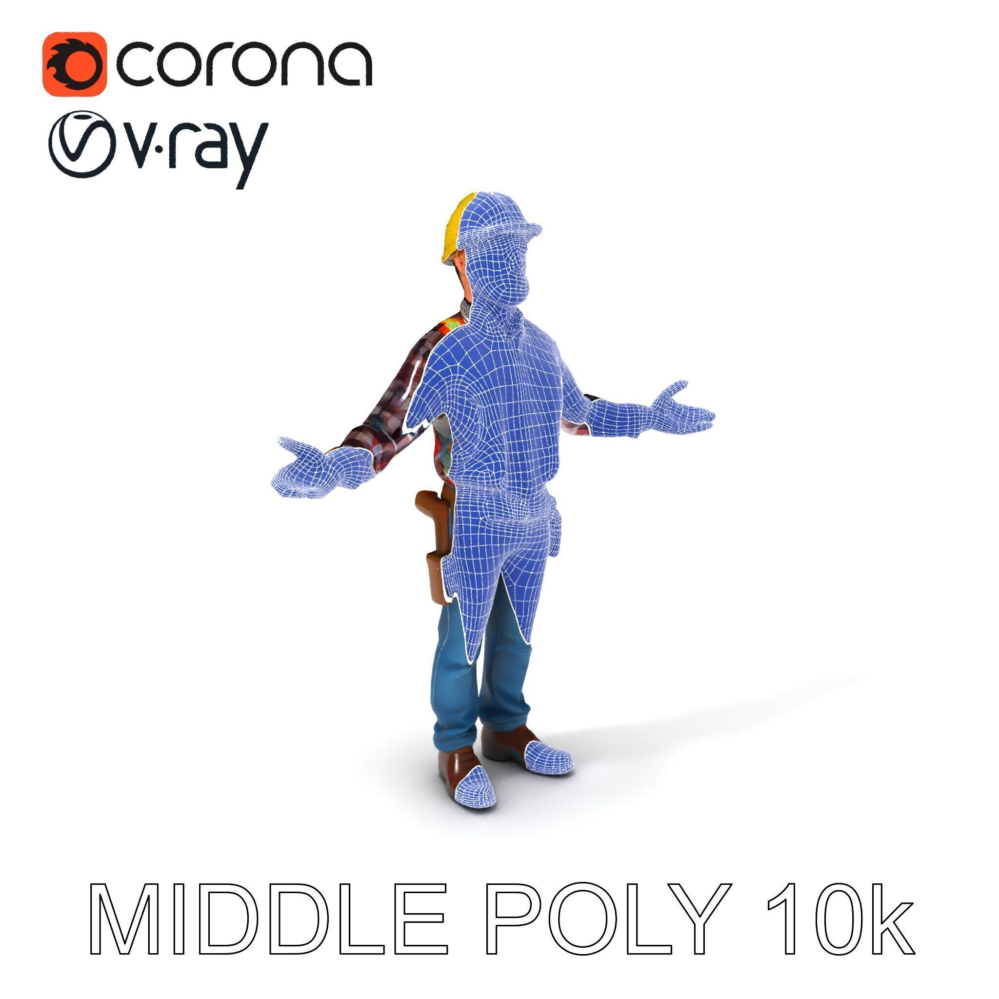 Construction Worker Character Model Pack Low-poly 3D model_32