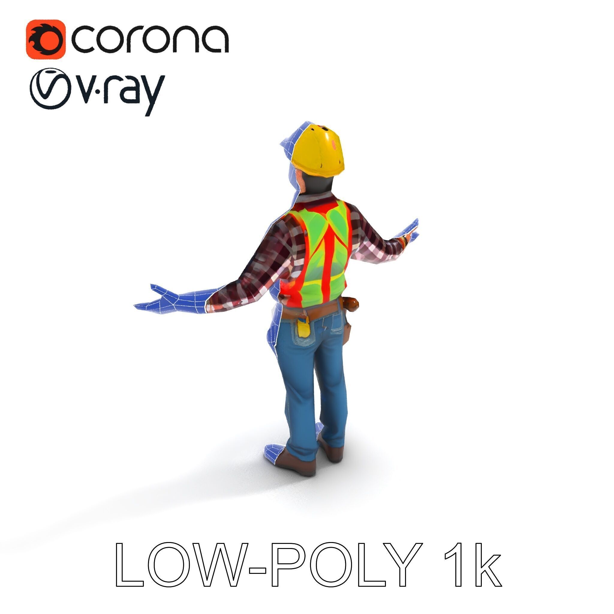 Construction Worker Character Model Pack Low-poly 3D model_15