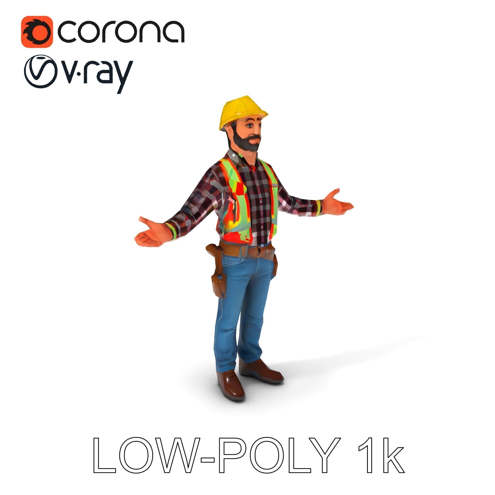 Construction Worker Character Model Pack Low-poly 3D model_24