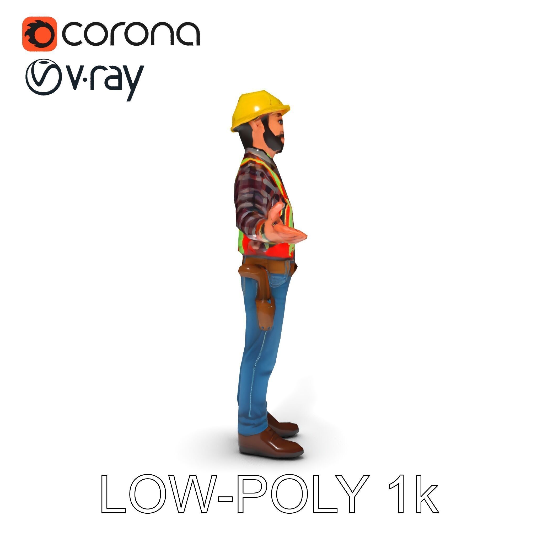 Construction Worker Character Model Pack Low-poly 3D model_29