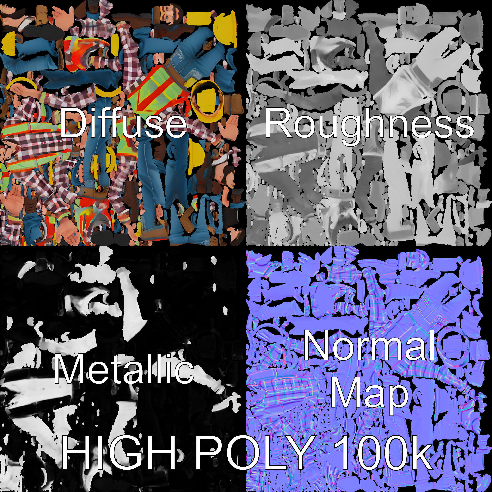 Construction Worker Character Model Pack Low-poly 3D model_2