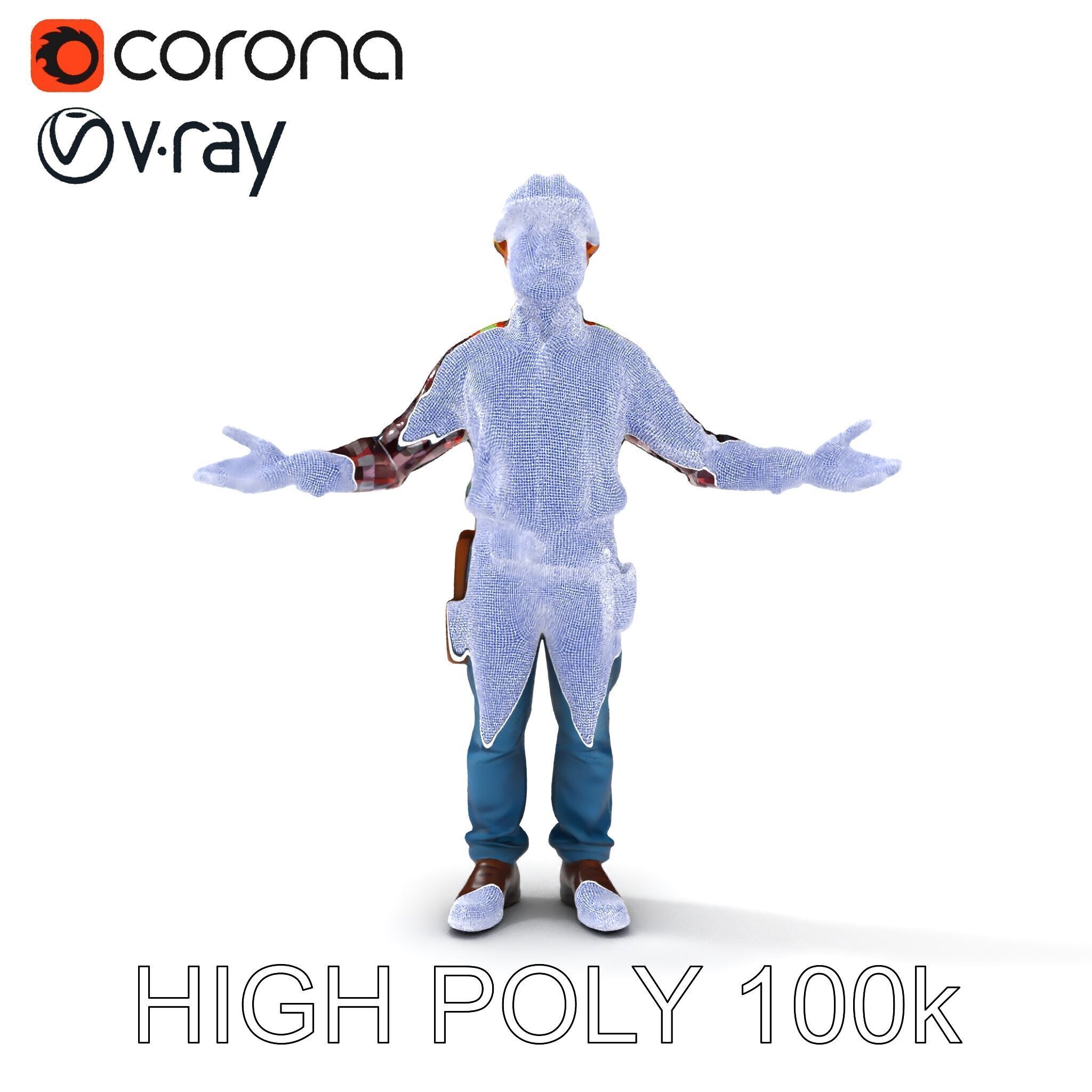 Construction Worker Character Model Pack Low-poly 3D model_34