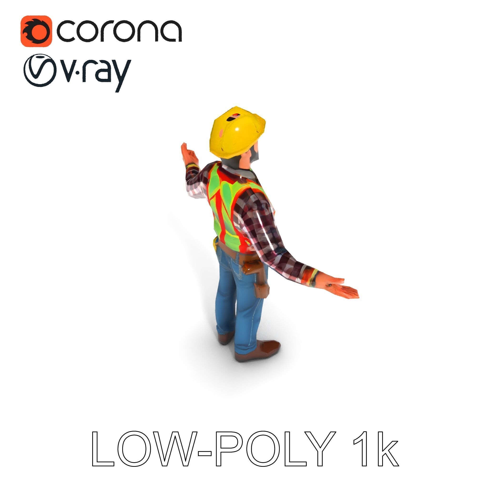 Construction Worker Character Model Pack Low-poly 3D model_26