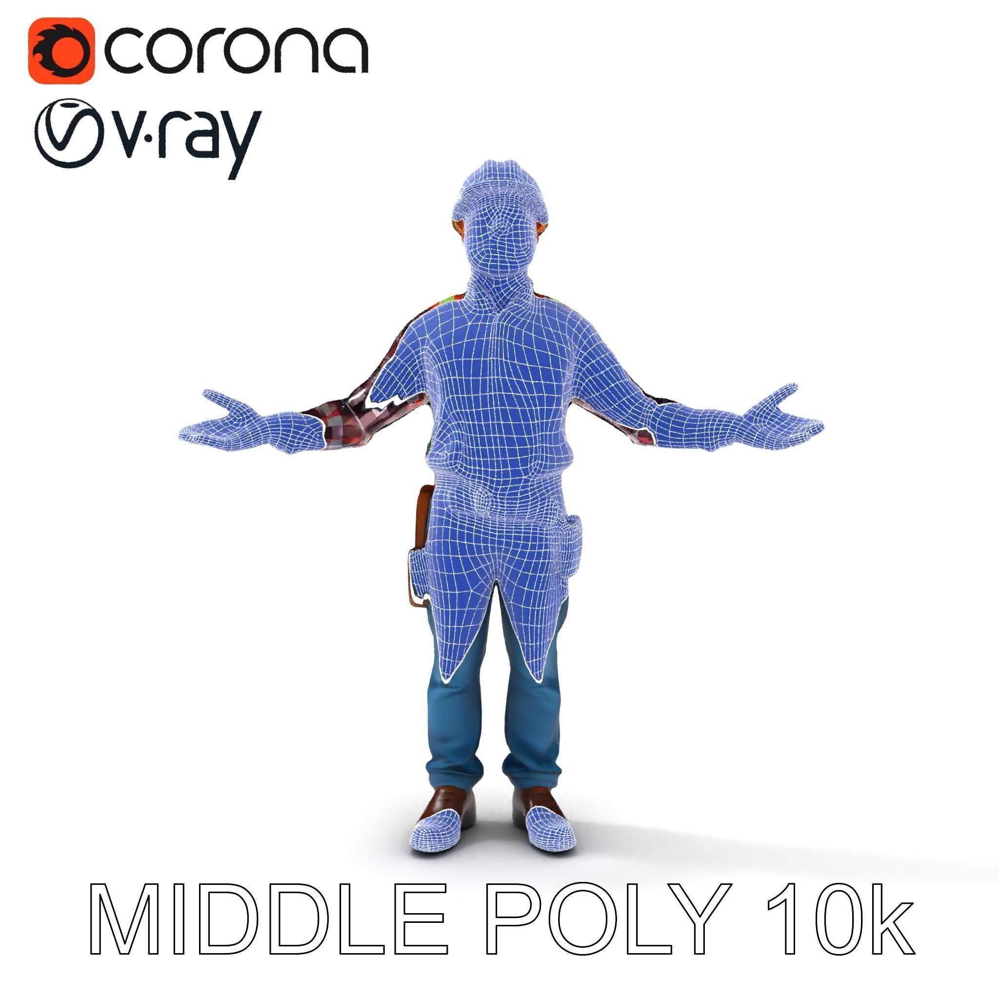 Construction Worker Character Model Pack Low-poly 3D model_11